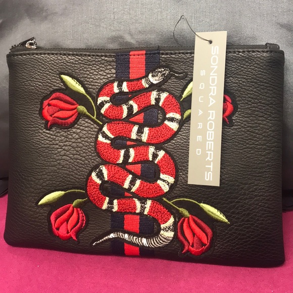 Embroidered Snake Motif Clutch/CrossBody, NWT-Boutique - Picture 2 of 5
